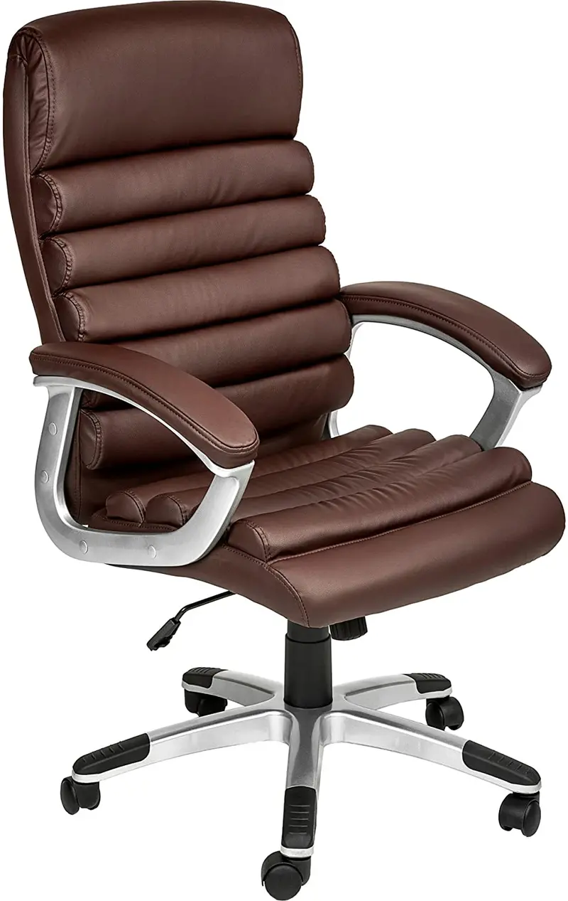 Ergonomic Executive Swivel Chair With Padded Brown Armrests 1