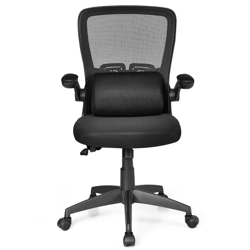 Ergonomic Office Chair In Black With Removable Lumbar Support Pillow 1