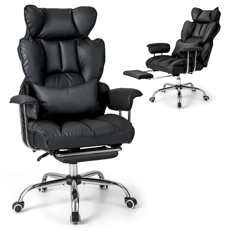 Executive Office Chair With Footrest & Contoured Lumbar Support – Giantex High-Back Design 1