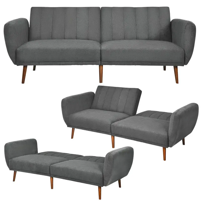 Foldable Upholstered Futon Sofa Bed With Removable Pillows – Convertible Couch And Sleeper 1