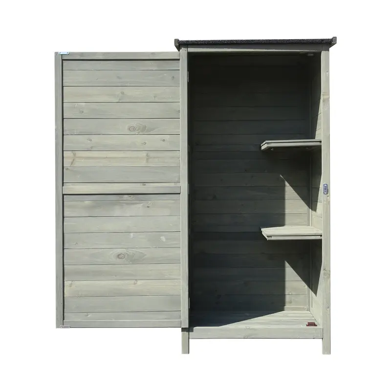 Freestanding Wooden Garden Cabinet, 69.5X52X142Cm, Hinged Doors & Flat Roof 1