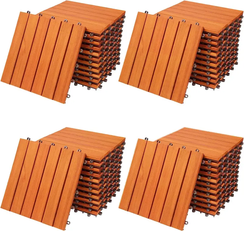 Fsc®-Certified Eucalyptus Wooden Tiles – 4 M² Pack, 30 X 30 Cm Click-Fit System 1