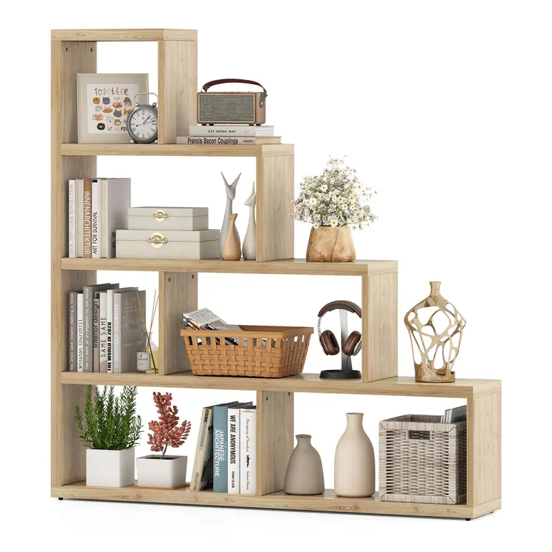 Geometric L-Shaped Bookshelf By Giantex – 4-Tier 6-Cube Modular Bookcase For Living Room Or Office 1