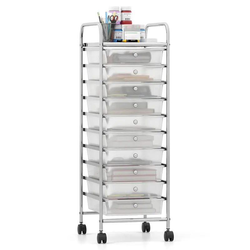 Giantex 10-Drawer Rolling Storage Cart – Locking Casters & Reinforced Metal Organizer 2