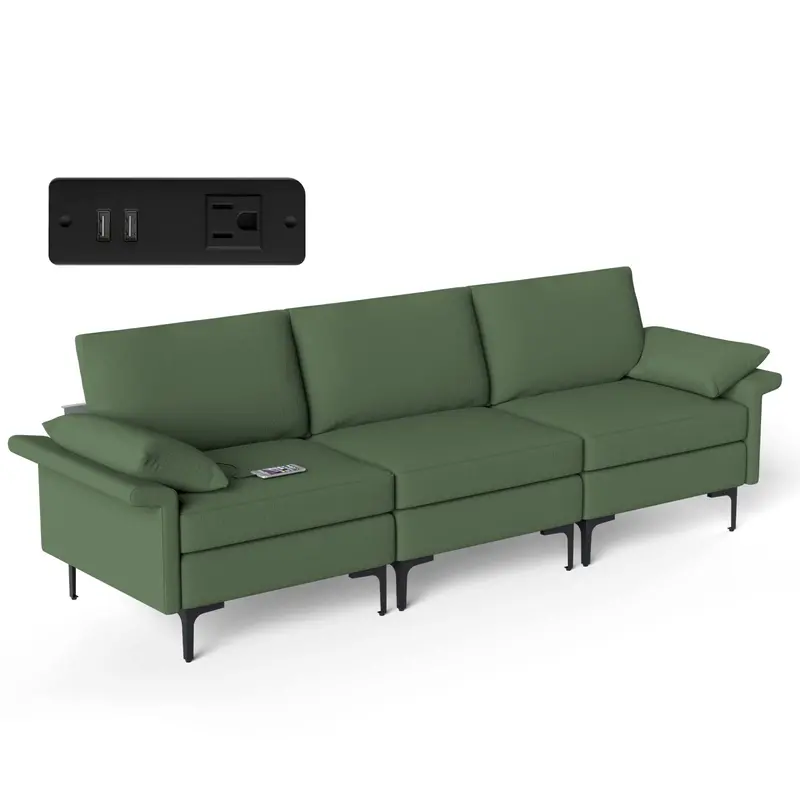Giantex 100.5" L-Shape Sectional Sleeper Sofa With Usb Outlet 1
