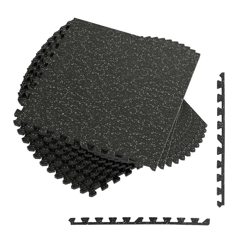 Giantex 12-Piece Interlocking Gym Floor Mat Set – 24X24 Inch Puzzle Tiles, 0.79-Inch Thick Rubber 1