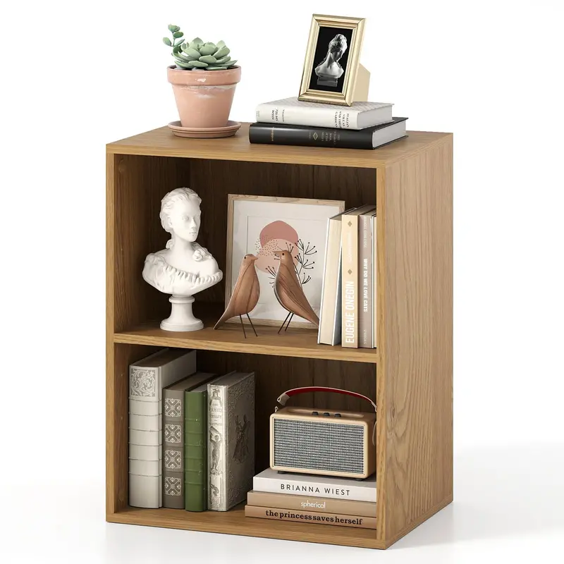 Giantex 2-Cube Open Shelving Unit – Compact 2-Layer Bookcase For Living Room Or Office 1