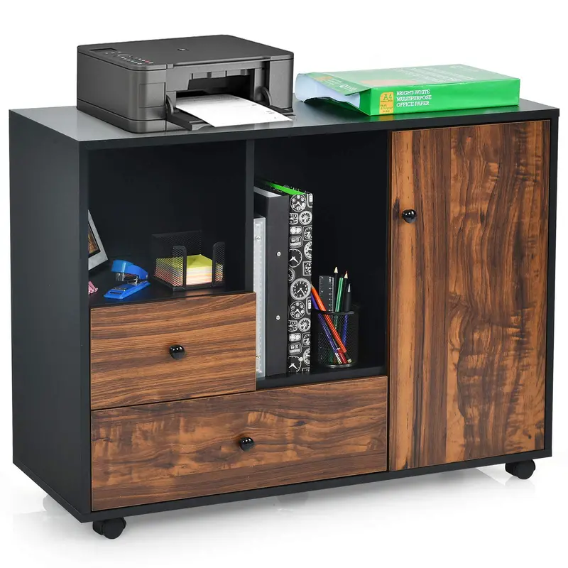 Giantex 2-Drawer Mobile Filing Cabinet With Casters For Office Or Home Use 1