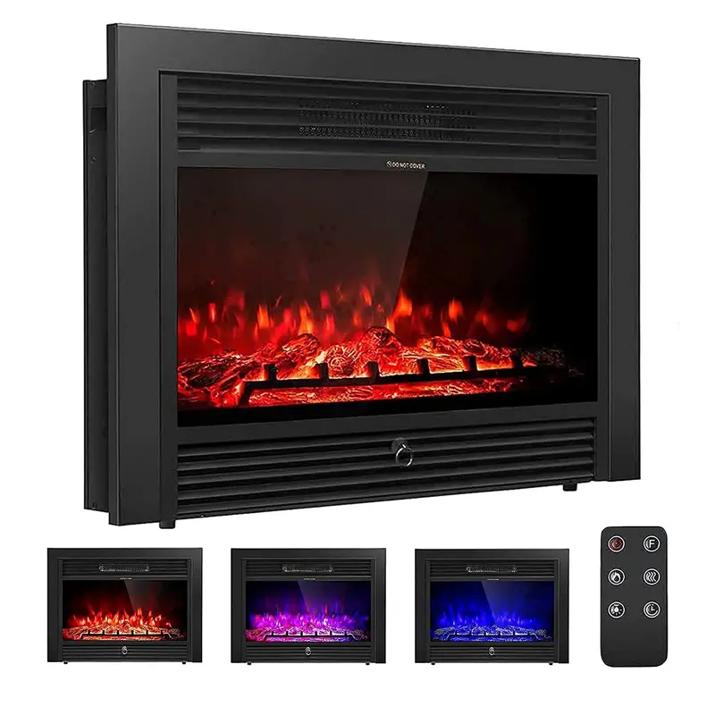 Giantex 28.5-Inch Recessed Electric Fireplace With Adjustable Flame Colors 1