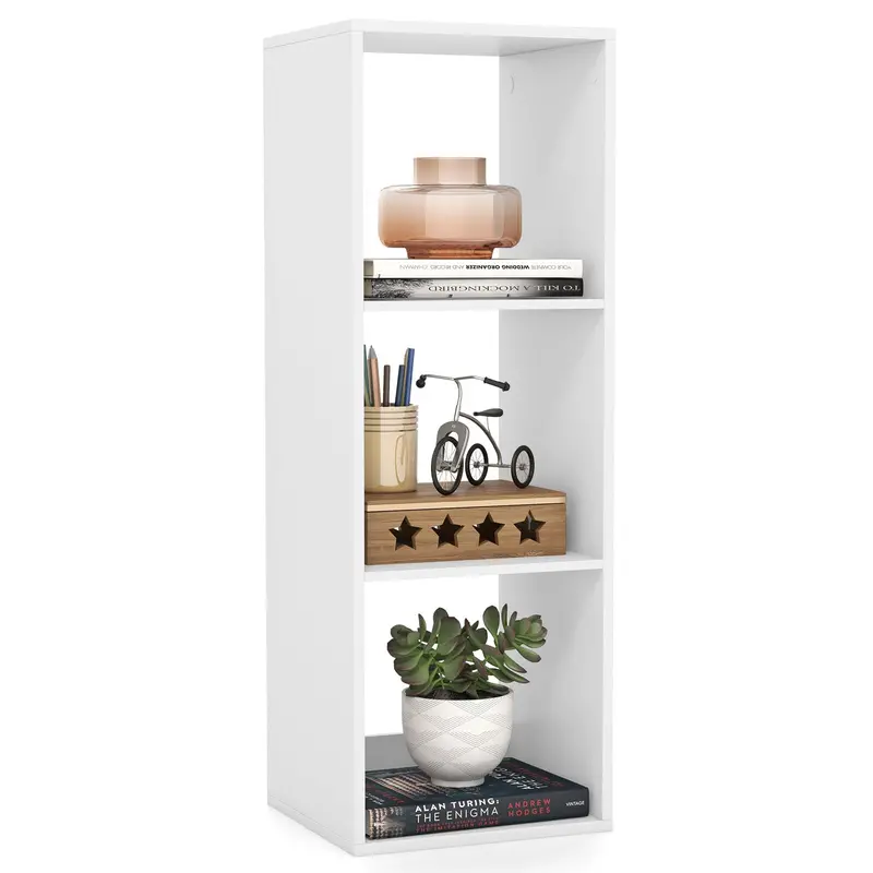 Giantex 3-Cube White Storage Cube Unit – Compact Bookshelf With Sturdy Back Support And Wall-Mounting Kit 1