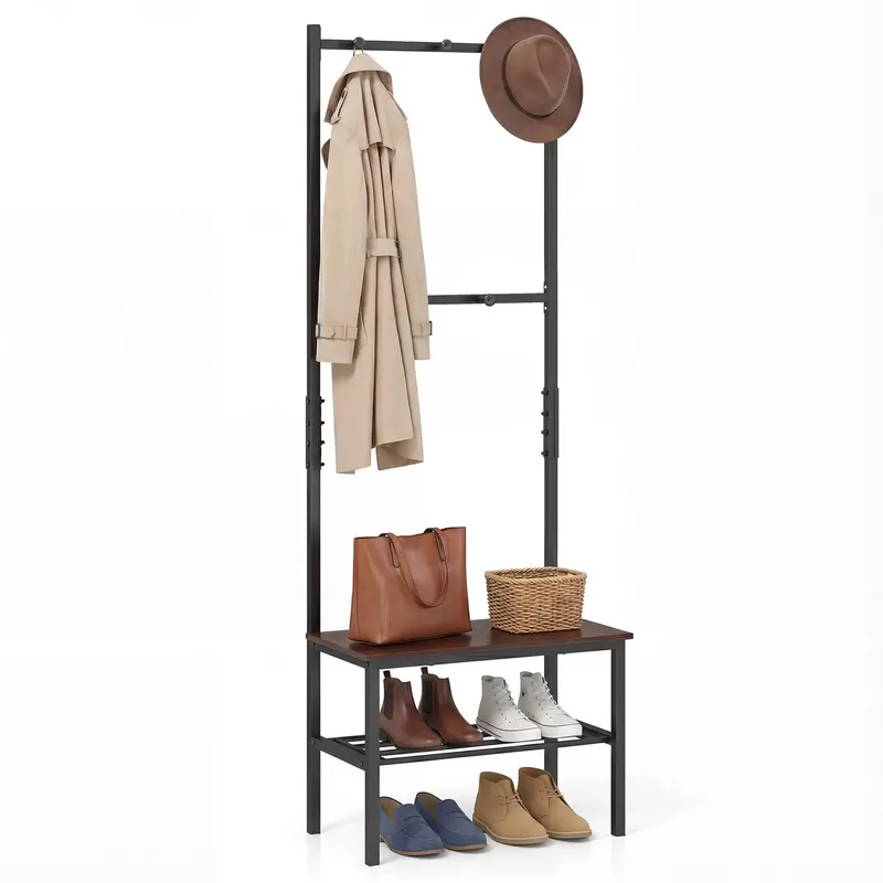 Giantex 3-In-1 Hall Tree – Entryway Bench With Shoe Storage & Coat Hooks 1