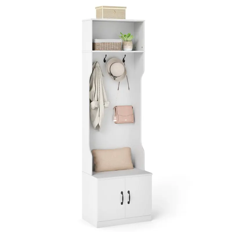 Giantex 3-In-1 Hall Tree – Space-Saving Entryway Bench, Coat Rack & Shoe Organizer (23.5" Height) 1