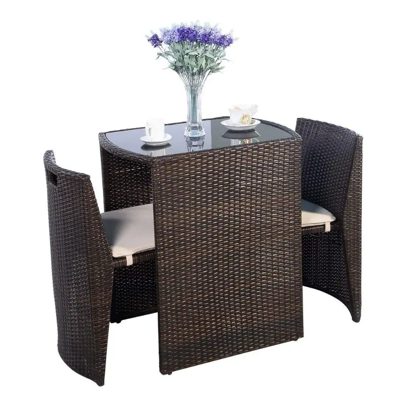 Giantex 3-Piece Cushioned Wicker Outdoor Sofa Set – Brown Garden Lounge Furniture 1