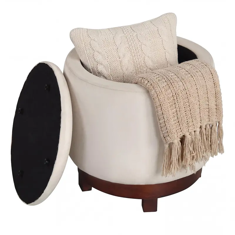 Giantex 360° Swivel Round Ottoman – Velvet Upholstered Storage Stool And Vanity Seat 1