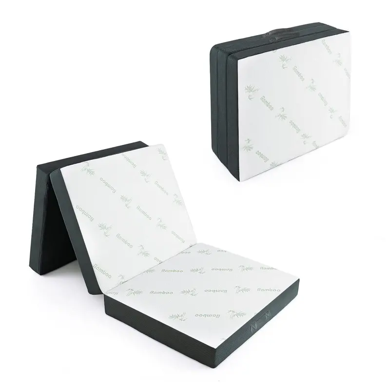 Giantex 4-Inch Tri-Fold Foam Mattress Topper With Breathable Bamboo Cover 1