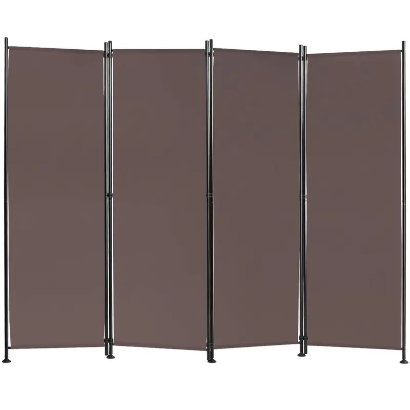 Giantex 4-Panel Folding Room Divider With Adjustable Leveling Feet — Coffee Finish 1