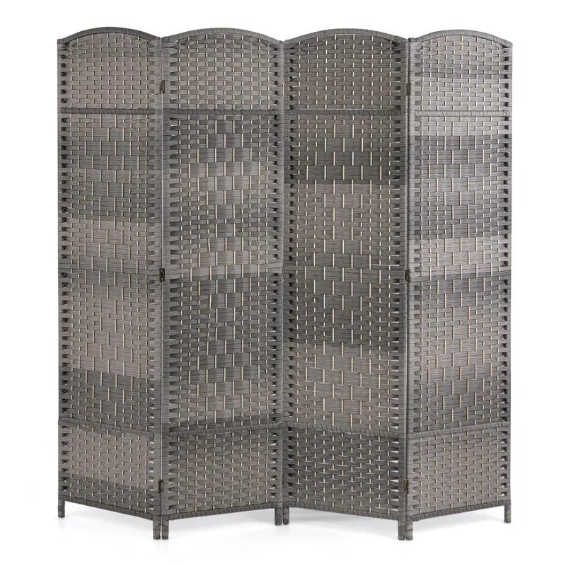 Giantex 4-Panel Room Divider – 6-Foot Tall Folding Privacy Screen With Solid Wood Frame 1