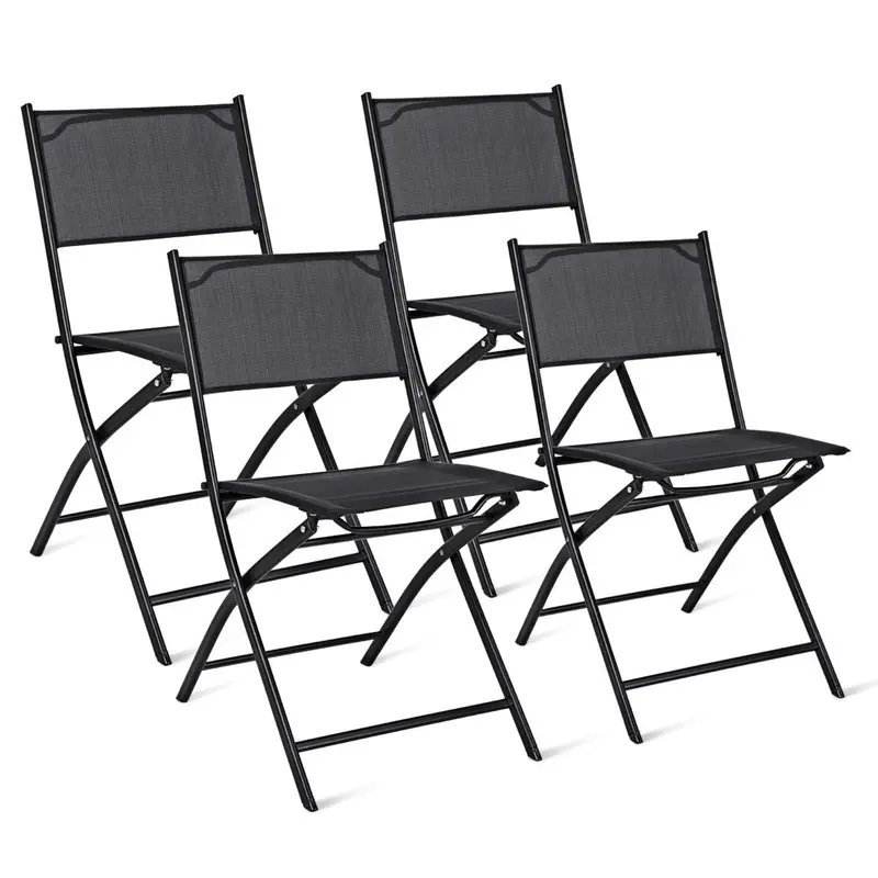 Giantex 4-Piece Rust-Resistant Folding Patio Chair Set – Black 1