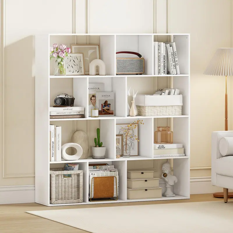 Giantex 4-Tier Open-Style Bookshelf – 12-Compartment Modern Storage Unit 1
