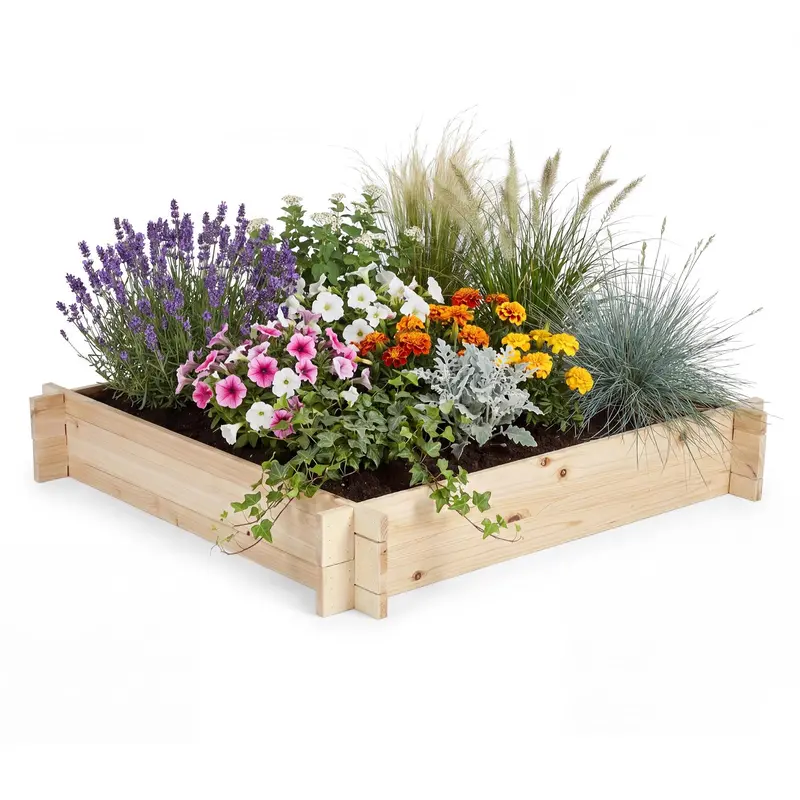 Giantex 40" X 40" Fir Wood Planter Box – Open-Bottom Vegetable Garden Bed 1