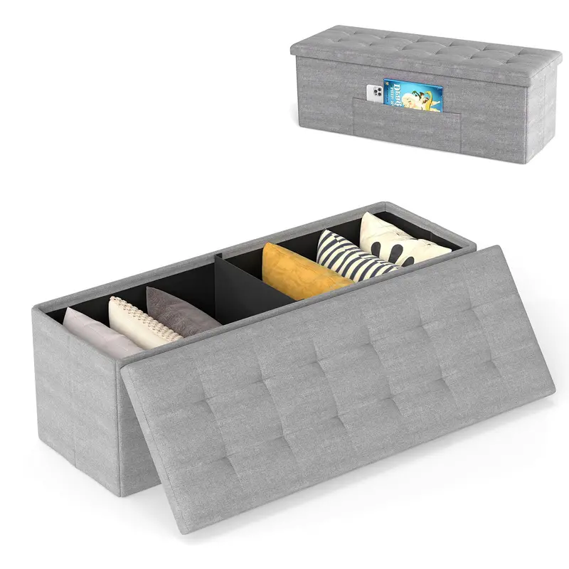 Giantex 43-Inch Foldable Storage Ottoman Chest With Convenient Side Pocket 1