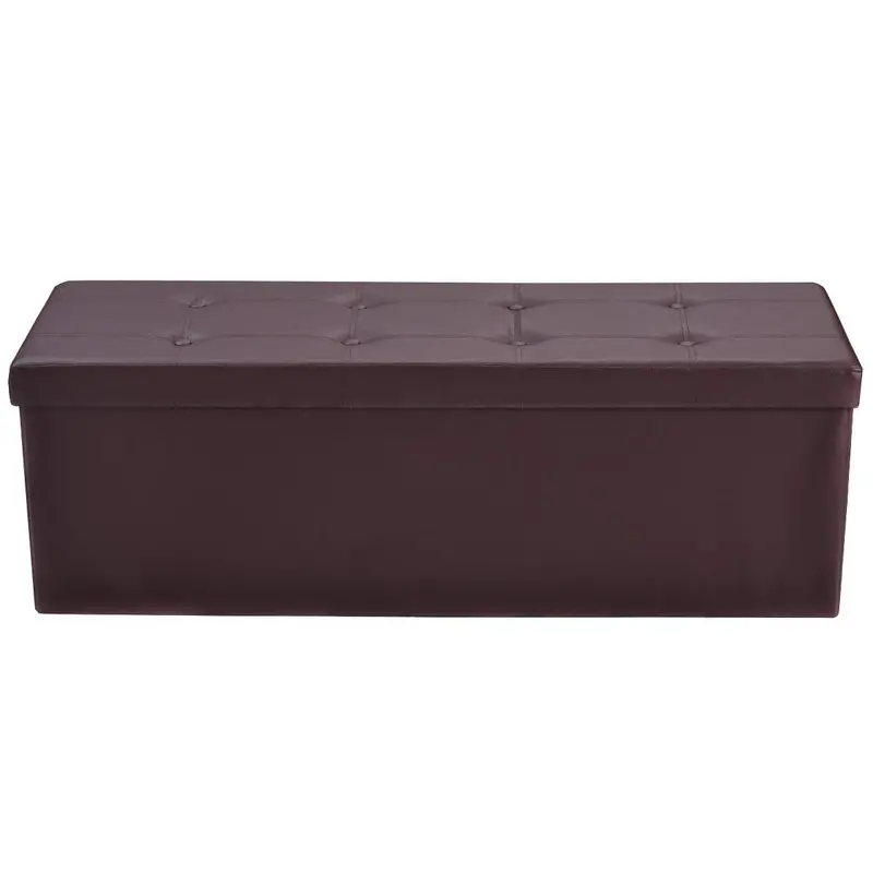 Giantex 45-Inch Faux Leather Folding Storage Ottoman Bench 1