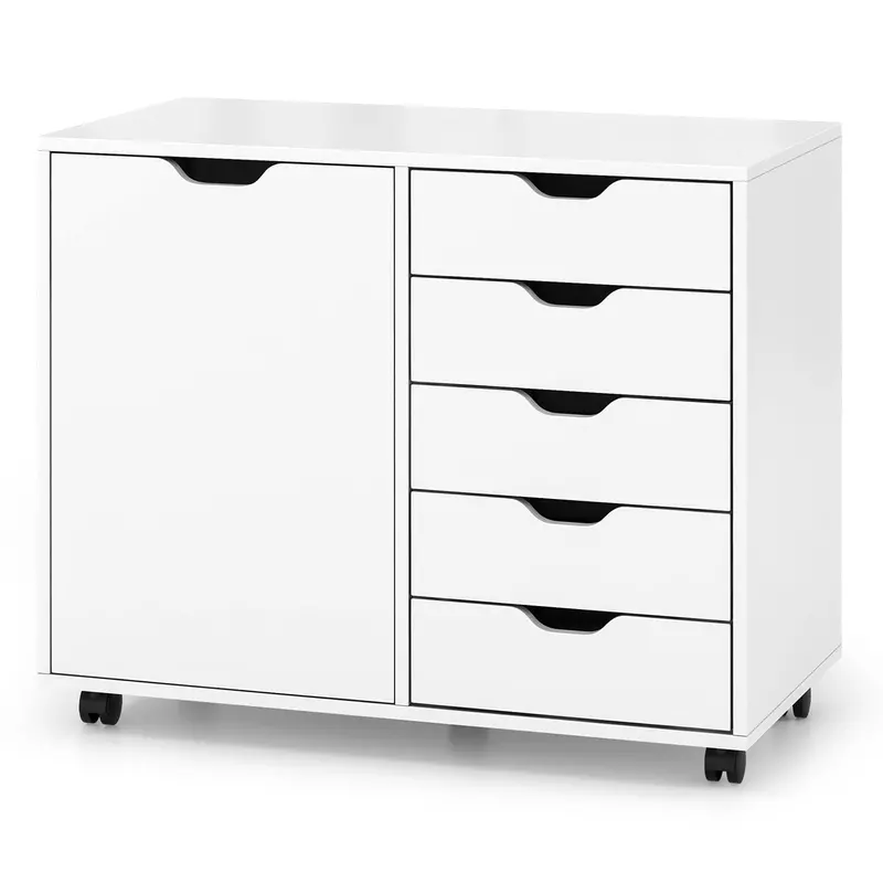 Giantex 5-Drawer Lateral File Cabinet – White Office Storage With Shelves And Smooth Glides 1