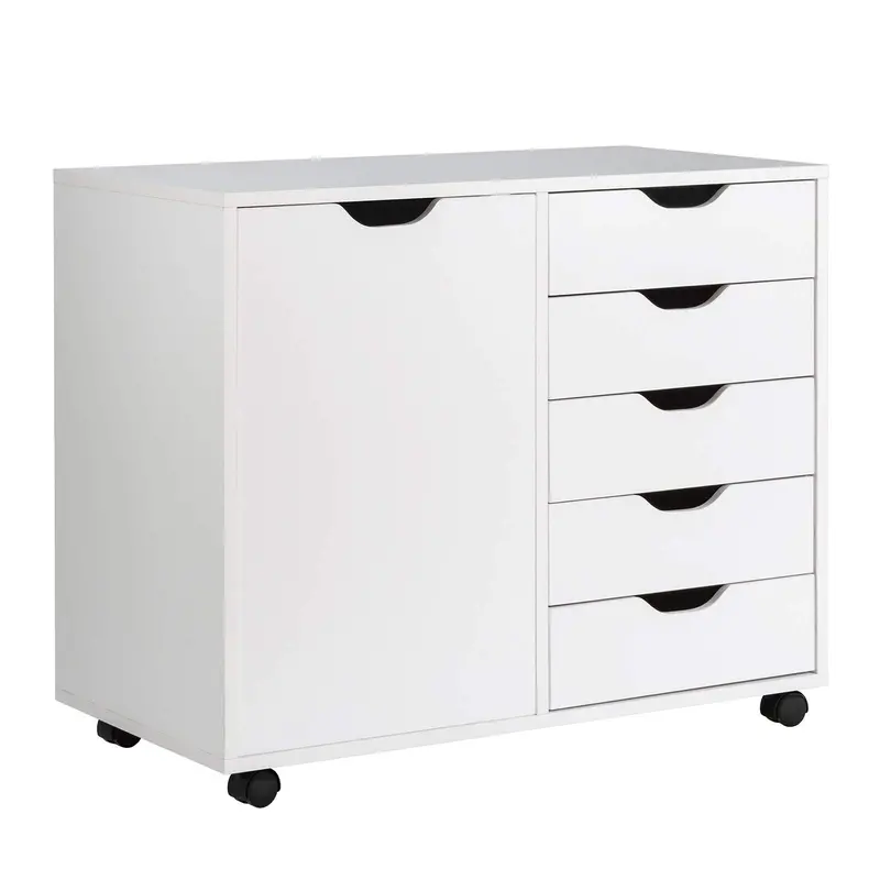 Giantex 5-Drawer Lateral File Cabinet With Side Organizer And Locking Wheels 1