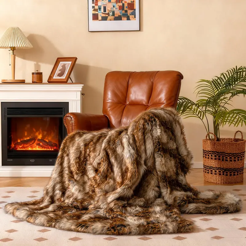 Giantex 540Gsm Faux Raccoon Fur Bed Blanket – Cozy Plush Duvet Cover Alternative 1