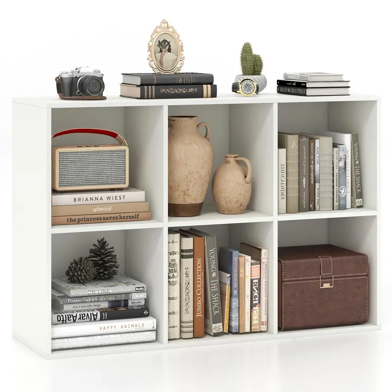 Giantex 6-Cube Modular Bookshelf – 3-Tier Cubby Storage Rack With Safety Anchors 1