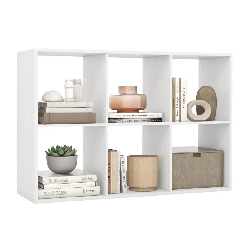 Giantex 6-Cube White Storage Shelf – Adjustable Cubby Bookcase With Integrated Safety Rail And Tip-Resistant Hardware 1
