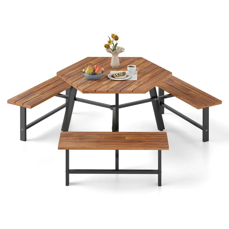 Giantex 6-Person Picnic Table And Bench Set – All-In-One Outdoor Dining Solution 1