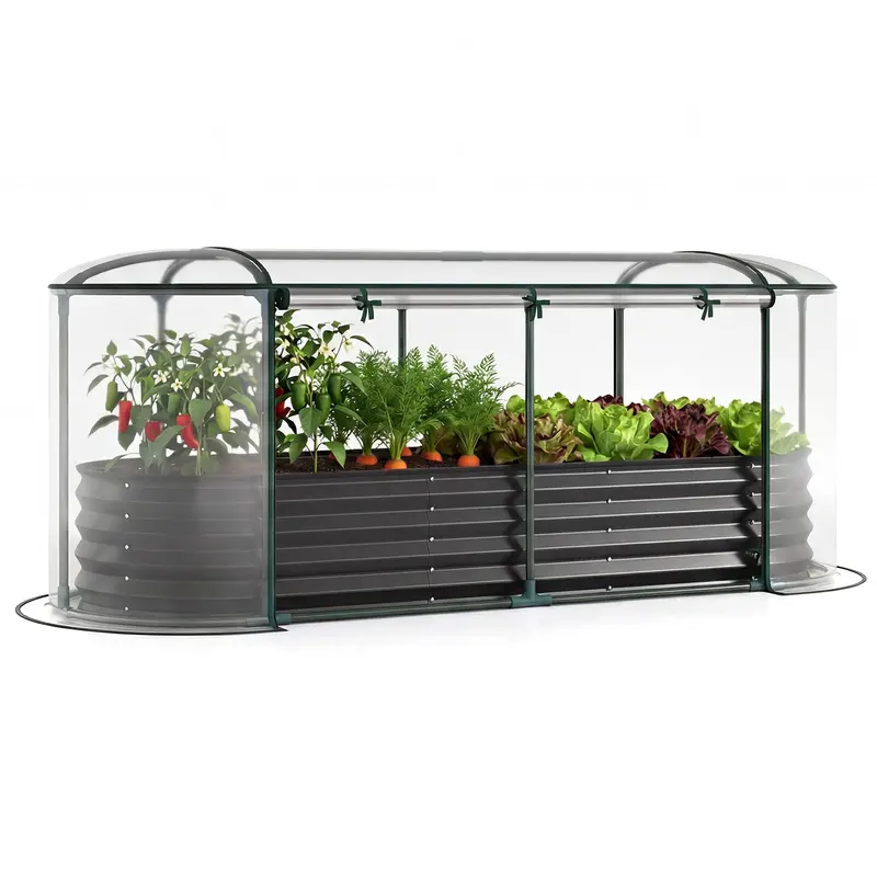 Giantex 6' X 2' X 1' Raised Garden Bed With Attached Greenhouse Cover 1