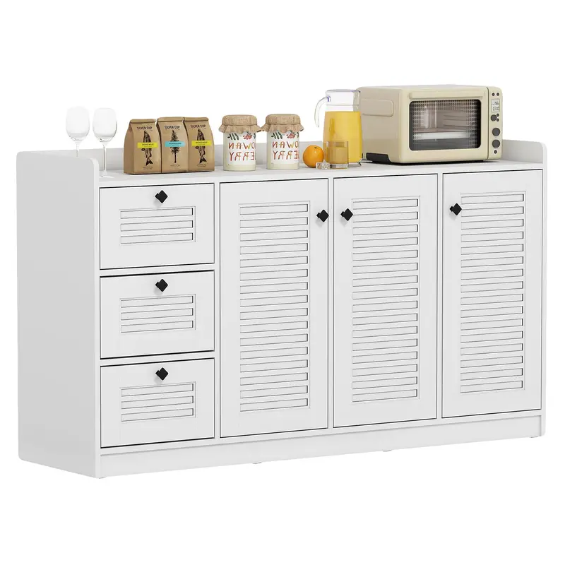 Giantex 63-Inch Modern Buffet Cabinet With Triple Doors & Pull-Out Drawers 1