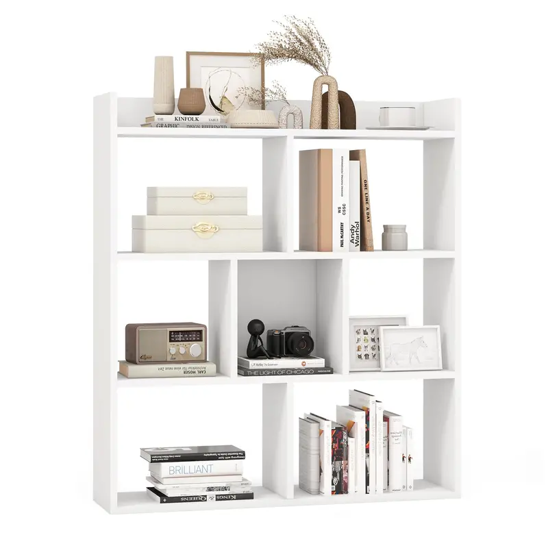 Giantex 7-Cube Living Room Bookshelf – Sturdy Wooden Shelving Unit With Anti-Tip Safety Anchors 1