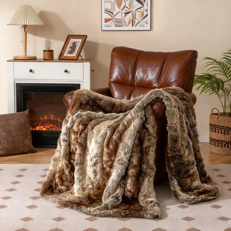 Giantex 760Gsm Faux Raccoon Fur Sofa Blanket – Premium Plush Throw 1