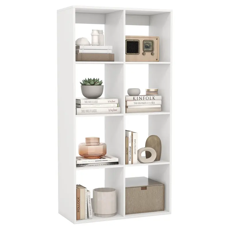 Giantex 8-Cube White Bookcase – Space-Saving Cubby Shelf With Reinforced Back Support And Wall Anchors 1