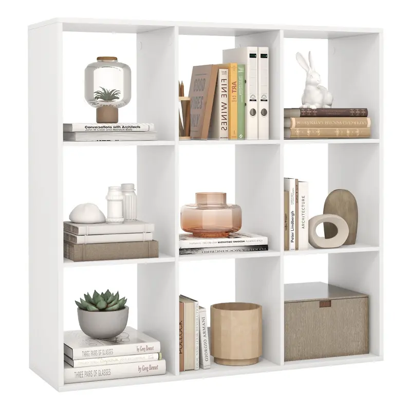 Giantex 9-Cube White Bookshelf – Modular Cubby Storage Unit With Safety Back Guardrail And Anti-Tip Kit 1