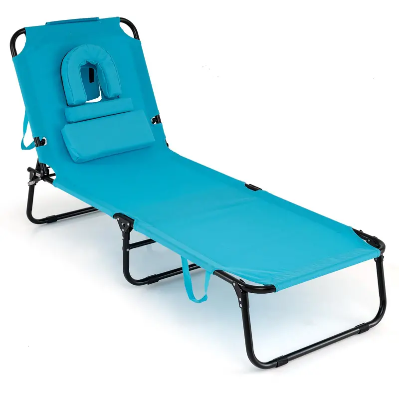 Giantex Adjustable Beach Lounge Chair – Face-Down Folding Tanning Chair For Patio Use 1