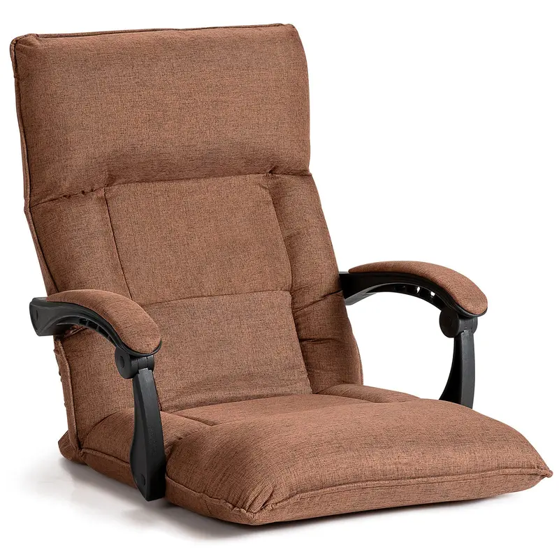 Giantex Adjustable Floor Lounge Chair With 14-Position Reclining Backrest, Headrest & Lumbar Support Pillow 1