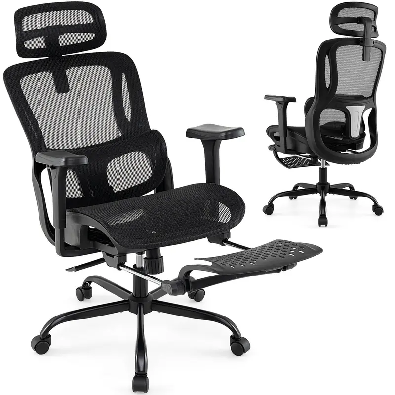 Giantex Adjustable Mesh Desk Chair With Rotating Headrest & Lumbar Support 1