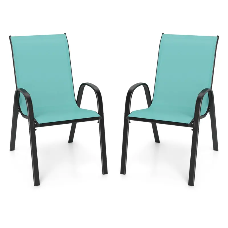 Giantex All-Weather Stackable Patio Chairs – Breathable Quick-Dry Fabric & Armrests 1