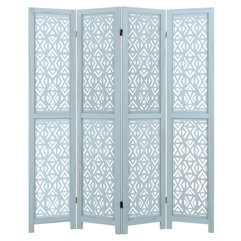 Giantex Bohemian Room Divider – Pre-Assembled 4- Or 6-Panel Screen With Carved Cutout Motifs And Solid Wood Frame 1