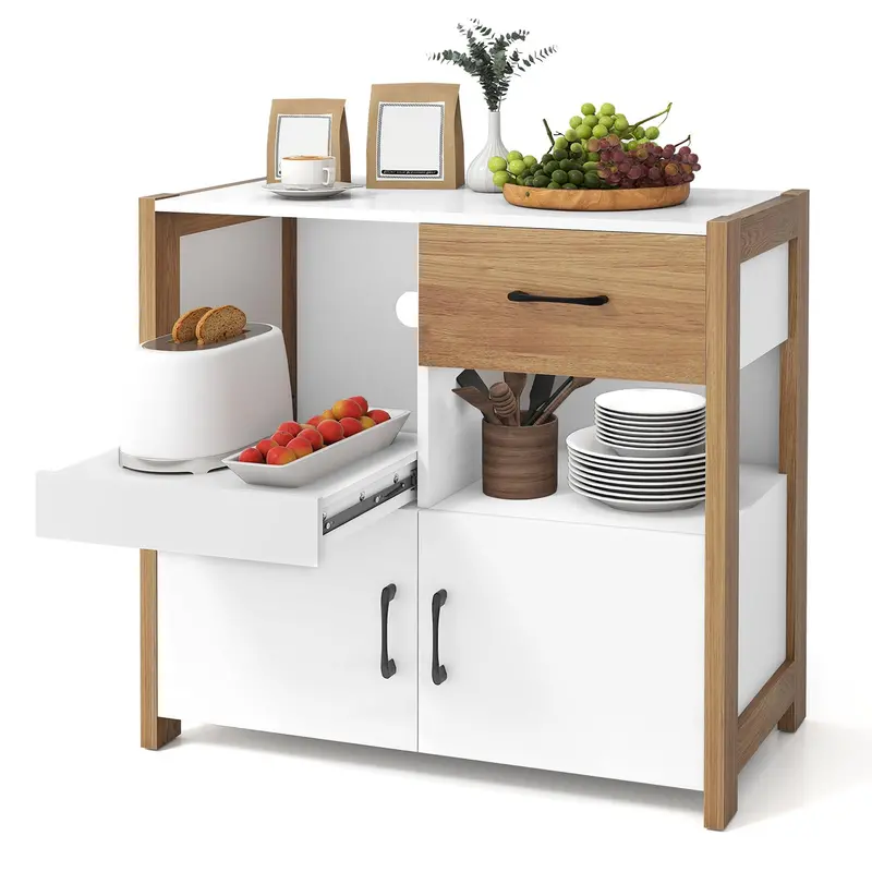 Giantex Buffet Sideboard Cabinet – Contemporary Dining Room Storage With Pull-Out Shelf 1