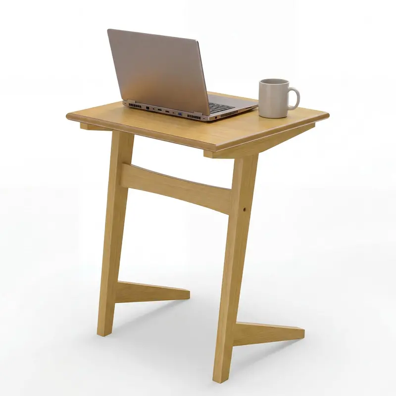 Giantex C-Shaped Solid Rubberwood End Table 1