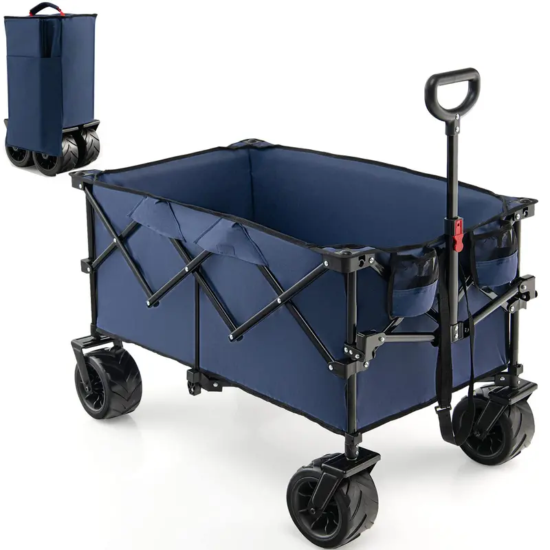 Giantex Collapsible All-Terrain Beach Wagon – Folding Utility Cart With Universal Wheels 1