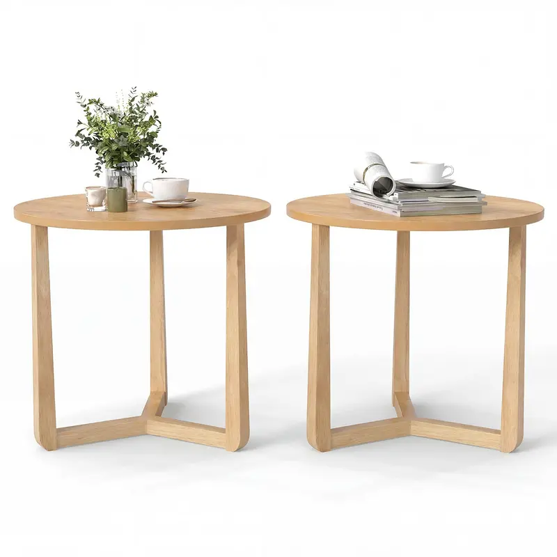 Giantex Compact Round Side Table – Single Or Dual Pack, Versatile Bedside Or Living Room Accent Stand 1