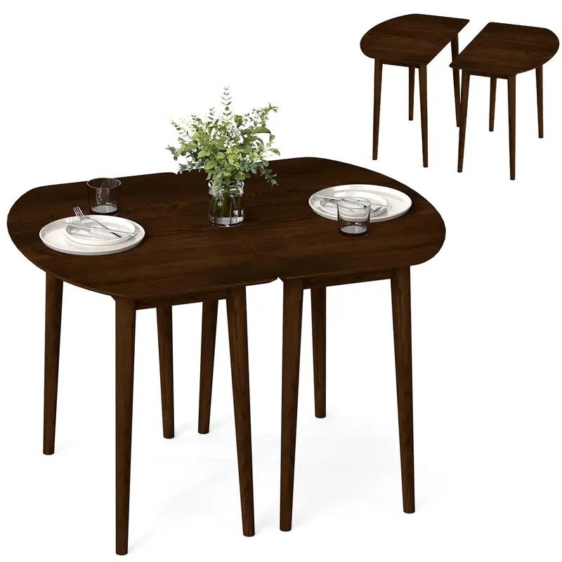 Giantex Dual Half-Round Dining Set – 45-Inch Extendable Farmhouse Kitchen Table For 4–6 1