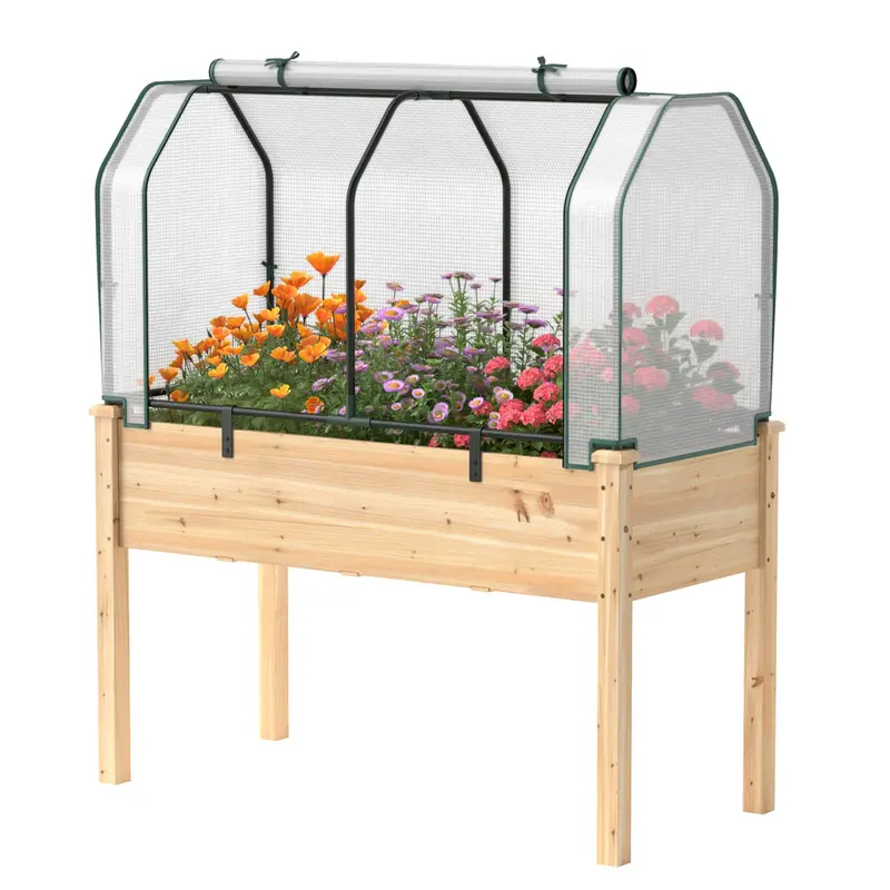 Giantex Elevated Raised Garden Bed – Durable Wooden Planter For Outdoor Use 1