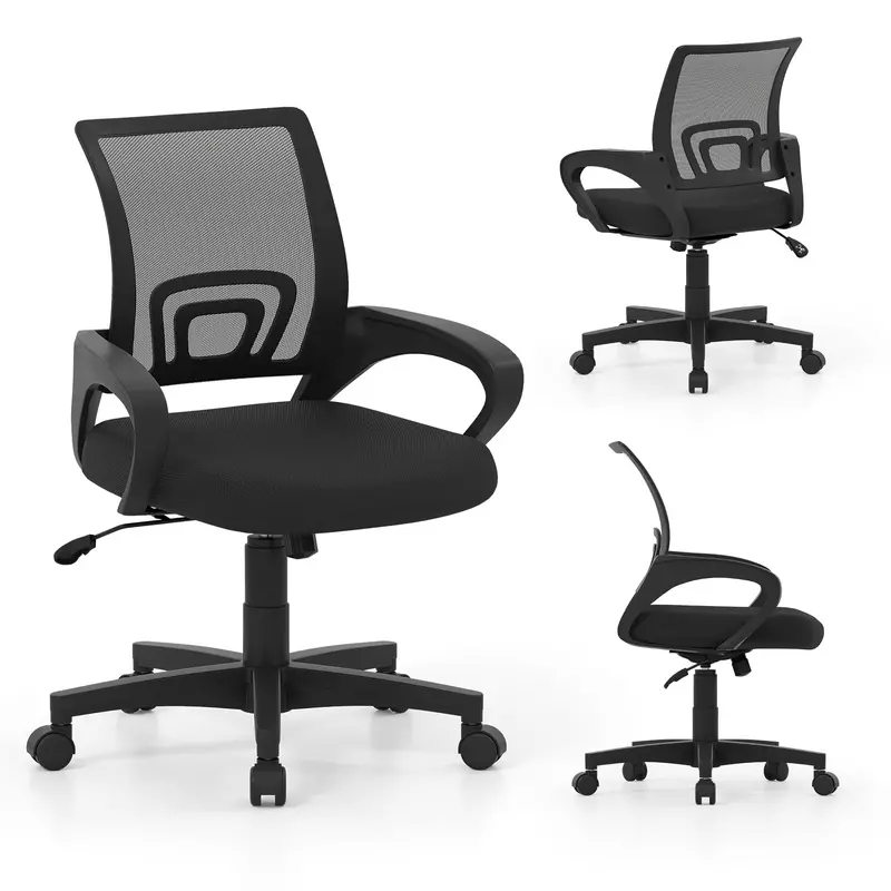 Giantex Ergonomic Office Chair – Breathable Mesh Mid-Back Computer Seat With Lumbar Support 1